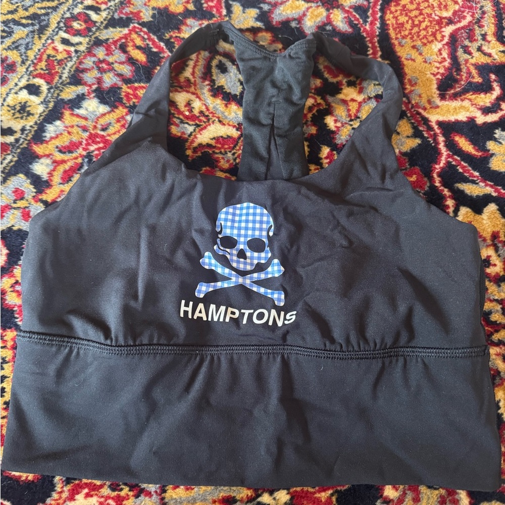 Lululemon Athletica Black Sports Bra with Blue Skull Design